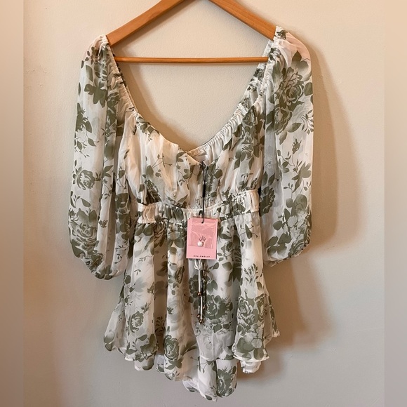 Hello Molly SWEET HARMONY ROMPER GREEN White Small NWT - Picture 11 of 12